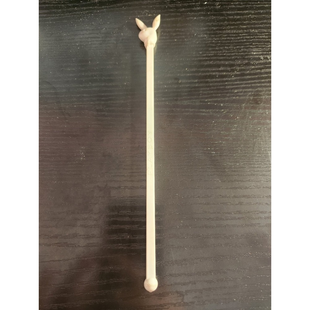 Playboy Bunny Logo Swizzle Stir Stick Vintage Plastic Barware Off White 7.5 inch
